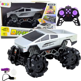 LEAN Toys Terénne auto Pick-up na diaľkové ovládanie RC svetlá a dymový efekt 1:16
