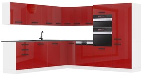 Kuchynská linka Belini Premium Full Version 480 cm červený lesk s pracovnou doskou JANE
