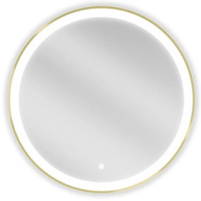 Mexen Esso, okrúhle LED podsvietené kúpeľňové zrkadlo 70 cm, 6000K, vykurovacia podložka proti zahmlievaniu, zlatý rám, 9825-070-070-611-50