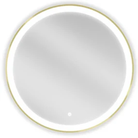 Mexen Esso, okrúhle LED podsvietené kúpeľňové zrkadlo 70 cm, 6000K, vykurovacia podložka proti zahmlievaniu, zlatý rám, 9825-070-070-611-50
