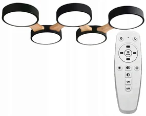 Toolight Toolight, LED stropné svietidlo 65x48x4,5cm + diaľkové ovládanie APP526-5C, čierna, OSW-08468