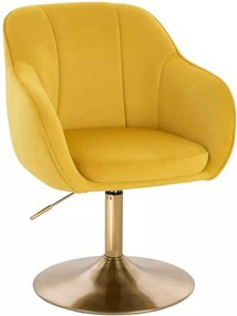 LuxuryForm DESIGN Stolička AVOLA VELUR na zlatom tanieri - žltá