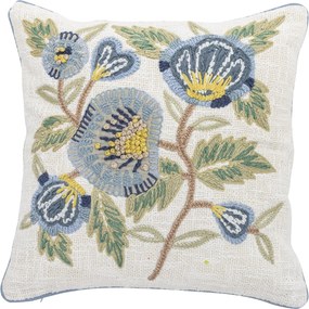 Bloomingville Dekoratívny vankúš s výšivkou Hanna Blue 45 × 45 cm