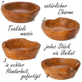 Drevené umývadlo DIVERO, masívne teakové drevo, Ø 39-40 cm