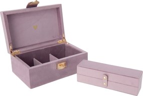 Lila šperkovnica s oddelenými priehradkami zamatová – 21,5*14*9,5 cm