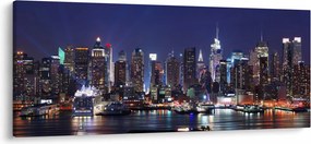 Obraz - Osvetlené New Yorské mrakodrapy (120x50 cm)