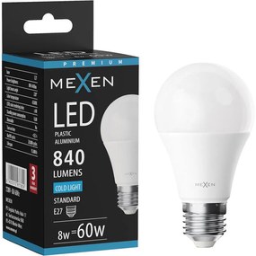 Mexen Nova, LED žiarovka E27, A60, 8W, studená - 4000K, 840 lm - L100-E27-0865-01