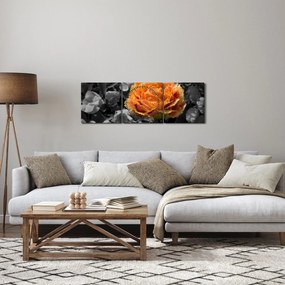 Obraz kvetu (s hodinami) (90x30 cm)