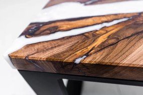 Konferenčný stolík 80 x 45 cm - orech/biela perleťová epoxidová živica