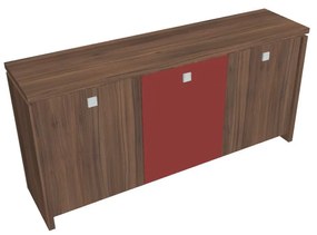 Nízka skriňa Verno 188 x 46 x 90 cm, kombinované dvere, orech / červená