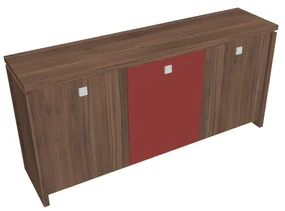 Nízka skriňa Verno 188 x 46 x 90 cm, kombinované dvere, orech / červená