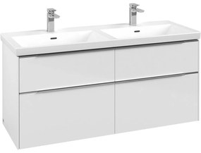 VILLEROY &amp; BOCH Subway 3.0 závesná skrinka pod dvojumývadlo, 4 zásuvky, 1272 x 478 x 429 mm, Brilliant White, C56800VE