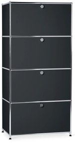 Kovová vysoká skrinka »CN3« so 4 výklopnými priehradkami, čierna