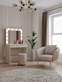 Toaletní stolek s LED osvětlením MARINA Slim kašmír