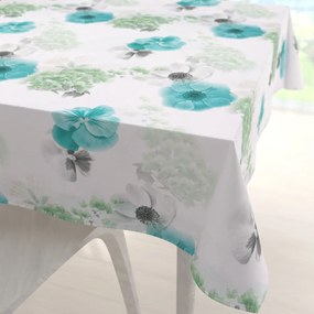 Biante Teflónový štvorcový obrus TF-044 Tyrkysové ruže na bielom 140x140 cm