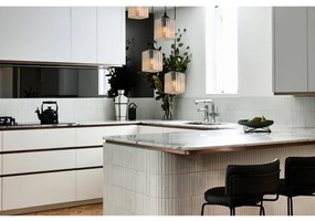 Závesné svietidlo Riffle Square, 4x medové sklenené tienidlo, b, o