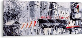 Obraz - Ulica v Paríži, olejomaľba (120x50 cm)