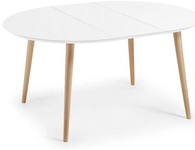 Biely rozkladací jedálenský stôl s bielou doskou ø 120 cm Oqui – Kave Home
