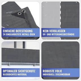 Čierna plastová balkónová zástena 500x85 cm – Maximex