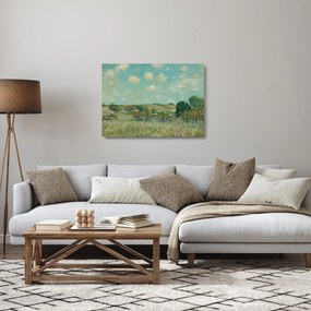Sklenený obraz - Alfred Sisley,  Meadow, reprodukcia (70x50 cm)