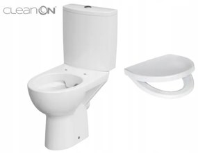 Cersanit Parva CleanOn, kombi wc so splachovaním 3/5l, horizontálny odtok, prívod vody z boku a antibakteriálnym sedátkom z duroplastu, biela, K27-063