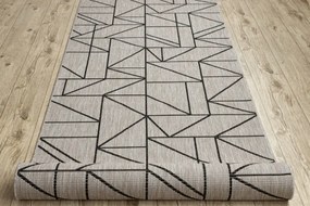 Behúň SIZAL FLOORLUX 20605 trojuholníky geometrický - strieborný, čierny