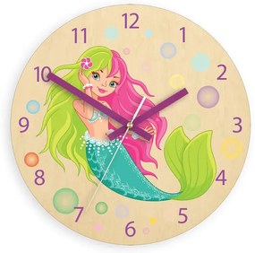 Dětské nástěnné hodiny Ami Mořská panna 30 cm vícebarevné