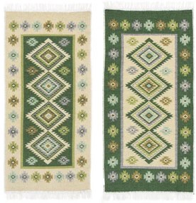 Obojstranný koberec / behúň Kilim romby zelený