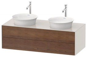 DURAVIT White Tulip závesná skrinka pod dve umývadlá na dosku, 2 zásuvky, 1300 x 550 x 408 mm, americký orech masív/nordická biela matná, WT4988B7739