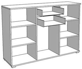 Kombinovaná komoda Rango - dub šedý