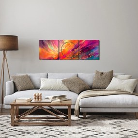 Obraz - Dynamická abstrakcia (s hodinami) (90x30 cm)