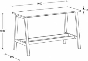 Vysoký barový stôl, 1600 x 800 mm, buk