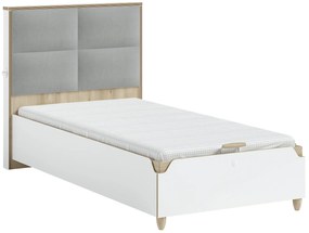 Študentská posteľ 100x200cm s úložným priestorom Dylan - biela/dub svetlý