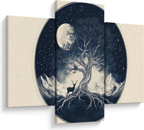Obraz – Magický strom s jeleňom I. (90x60 cm)