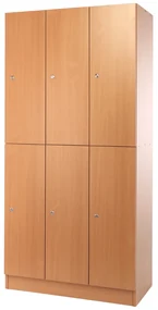 Drevená šatníková skrinka Visio - 6 boxov, 90 x 45 x 185 cm, cylindrický zámok, buk