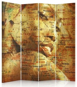 Gario Paraván Mapa s portrétom ženy Rozmery: 145 x 170 cm, Prevedenie: Klasický paraván