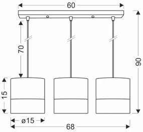 Luster na lanku BIANCO 3xE27/40W/230V biela/hnedá
