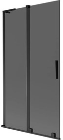 Mexen Velar L, 2-krídlová posuvná vaňová zástena 100 x 150 cm, 8mm šedé sklo, čierna matná, 896-100-003-41-70
