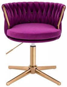 LuxuryForm DESIGN Stolička LYON VELUR na zlatom kríži - fuchsia