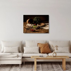 Sklenený obraz špargle na stole (70x50 cm)