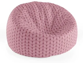 Sablio Sedací vak Cocoon Růžové pletení z vlny - 115 x 75 cm x 45 cm