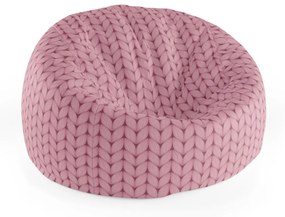 Sablio Sedací vak Cocoon Ružové pletenie z vlny - 115 x 75 cm x 45 cm