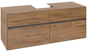 VILLEROY &amp; BOCH Collaro závesná skrinka pod umývadlo na dosku (umývadlo v strede), 4 zásuvky, 1400 x 500 x 548 mm, Oak Kansas, C10000RH