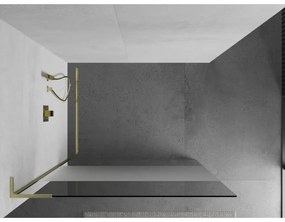Mexen Kioto L, sprchová zástena Walk-In 90 x 200 cm, 8mm číre sklo-námraza, zlatý matný profil, 800-090-103-55-35