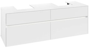 VILLEROY &amp; BOCH Collaro závesná skrinka pod dve umývadlá na dosku, 4 zásuvky, s LED osvetlením, 1600 x 500 x 548 mm, White Matt, C107B0MS