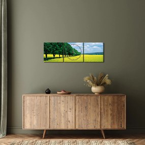 Obraz poľa s alejou (s hodinami) (90x30 cm)