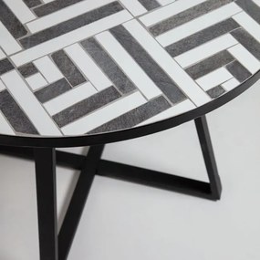 Dizajnový okrúhly stôl TALBOT Ø 90 cm bielo-čiernej keramiky