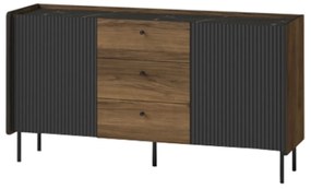 Komoda so zásuvkami a skrinkami s drážkovanými čelami PRESTIGO P5