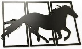 Veselá Stena Drevená nástenná dekorácia Klusajúci kôň čierny