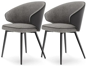 Jedálenské stoličky, sada 2 ks, kuchynské čalúnené stoličky, tmavosivé